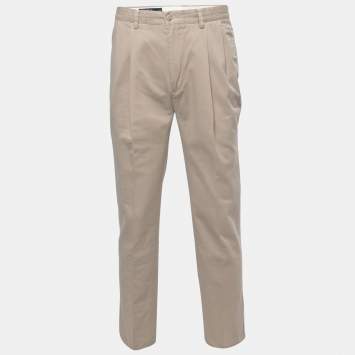 Pre Owned Polo Ralph Lauren Beige Cotton Straight Fit Pants M