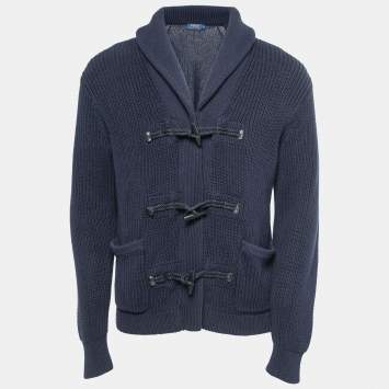 Pre Owned Polo Ralph Lauren Navy Blue Cable Knit Sweater M