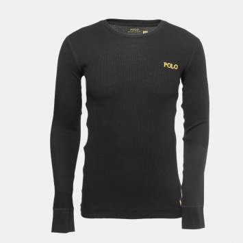 Pre Owned Polo Ralph Lauren Black Logo Embroidered Knit Long Sleeve T-Shirt M