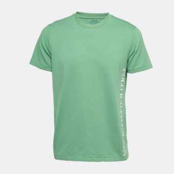 Pre Owned Polo Ralph Lauren Outback Green Logo Print Cotton Crew Neck T-Shirt M