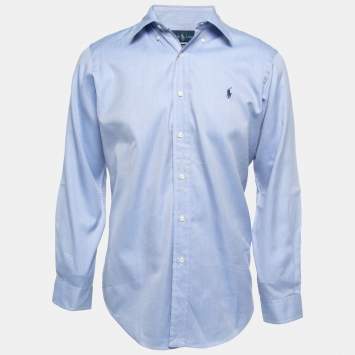 Pre Owned Polo Ralph Lauren Blue Cotton Button Down Classic Fit Full Sleeve Shirt S