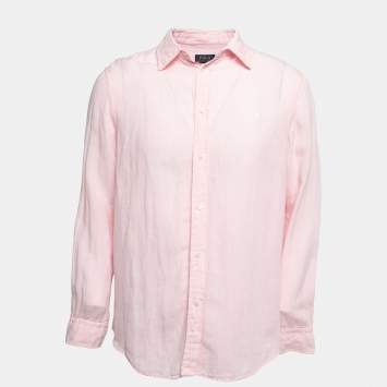 Pre Owned Polo Ralph Lauren Light Pink Linen Relaxed Fit Shirt XL