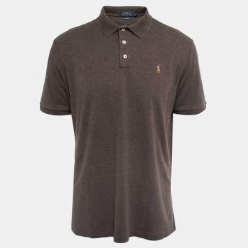 Pre Owned Polo Ralph Lauren Brown Cotton Knit Polo T-Shirt L