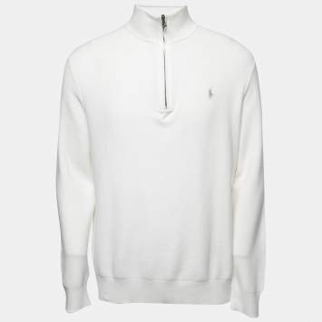 Pre Owned Polo Ralph Lauren White Cotton Long Sleeve Jumper XL