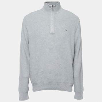 Pre Owned Polo Ralph Lauren Grey Cotton Long Sleeve Jumper XL