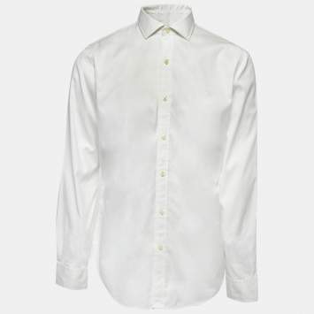 Pre Owned Polo Ralph Lauren White Cotton Button Front Shirt L