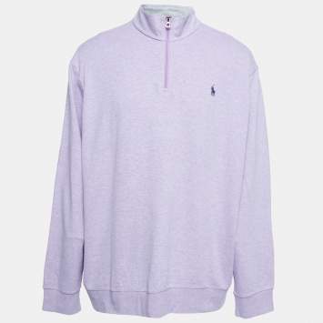 Pre Owned Polo Ralph Lauren Purple Logo Embroidered Cotton Knit High Neck Full Sleeve T-Shirt XXL