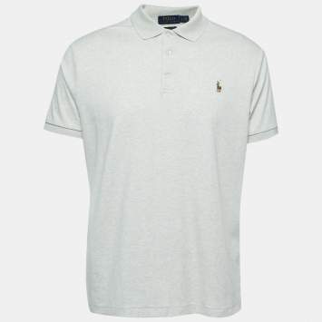 Pre Owned Polo Ralph Lauren White Cotton Custom Fit Polo T-Shirt L