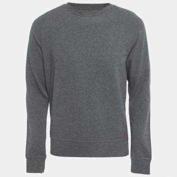 Pre Owned Polo Ralph Lauren Grey Cotton Crew Neck Long Sleeve T-Shirt M