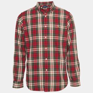 Pre Owned Polo Ralph Lauren Red Checked Cotton Flannel Shirt M