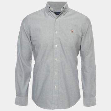 Pre Owned Polo Ralph Lauren Grey Cotton Button Down Full Sleeve Shirt S
