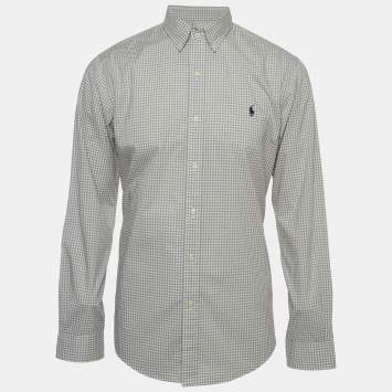 Pre Owned Polo Ralph Lauren Grey Checked Stretch Cotton Button Down Shirt L