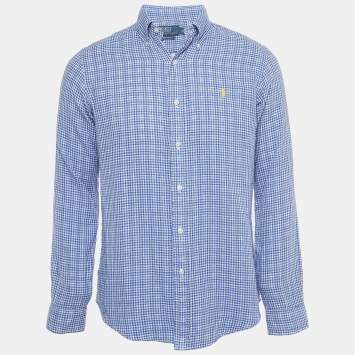 Pre Owned Polo Ralph Lauren Blue Checked Cotton Button Front Shirt S