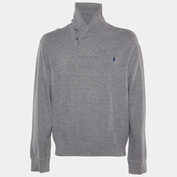 Pre Owned Polo Ralph Lauren Grey Cotton Knit Sweater XL