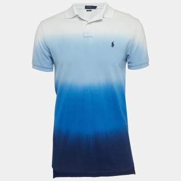 Pre Owned Polo Ralph Lauren Blue Cotton Knit Polo T-Shirt M
