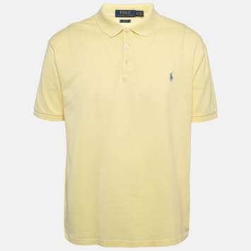Pre Owned Polo Ralph Lauren Yellow Pique Knit Polo T-Shirt XXL