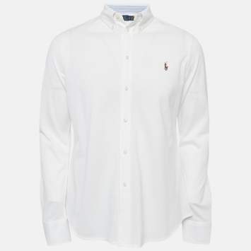 Pre Owned Polo Ralph Lauren White Cotton Pique Shirt XL