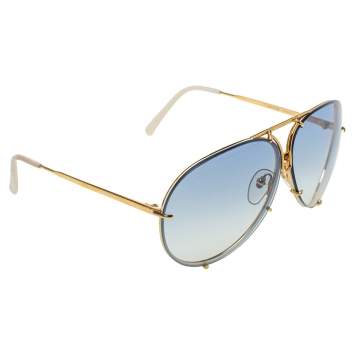 Pre Owned Porsche Design Gold Tone/Blue Gradient P'8478 Aviator Sunglasses