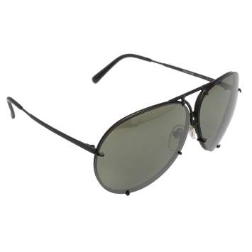 Pre Owned Porsche Design Black/Green P'8478 Mirrored Aviator Sunglasses