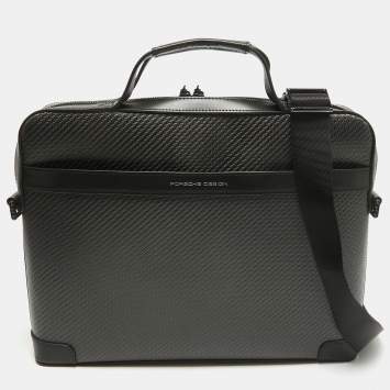 Pre Owned Porsche Design Black Carbon Fabric Small Briefcase