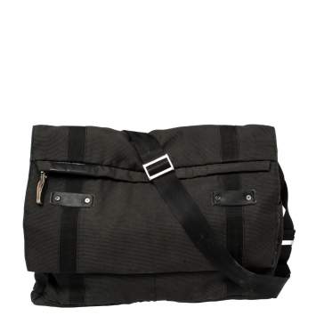 Pre Owned Porsche Design Black/Grey Nylon P2000 Flap Messenger Bag
