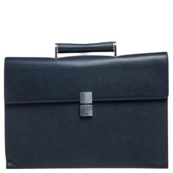 Pre Owned Porsche Design Navy Blue Leather French 3.0 Briefcase