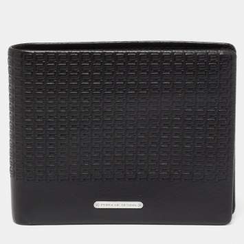 Pre Owned Porsche Design Black Logo Embossed Leather Bifold Wallet