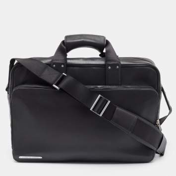 Pre Owned Porsche Design Black Leather and Carbon Effect Fabric CL2 2.0 Briefcase Bag