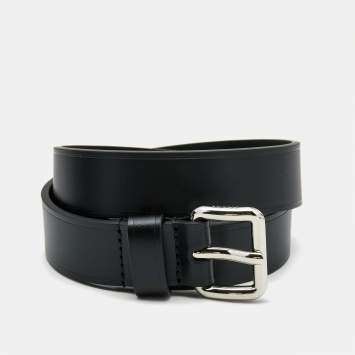 Pre Owned Prada Black Leather Buckle Belt 85CM