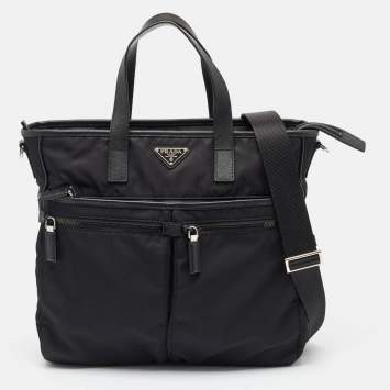 Prada Black Nylon and Leather Multipocket Tote