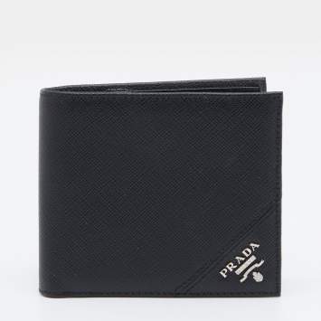 Pre Owned Prada Black Saffiano Leather Bifold Wallet