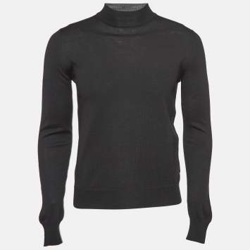 Pre Owned Prada Black Rib Knit Turtleneck Sweater XS