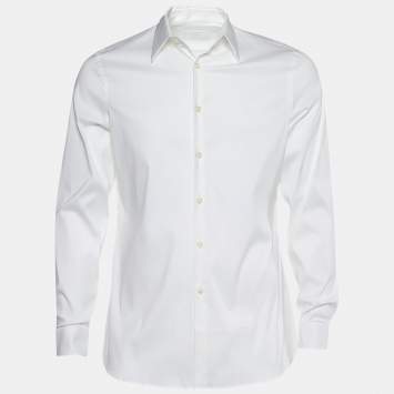 Pre Owned Prada White Cotton Long Sleeve Shirt S