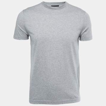 Pre Owned Prada Grey Cotton Crewneck T-Shirt S