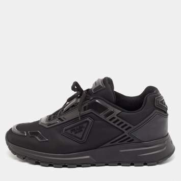 Pre Owned Prada Black Nylon and Rubber Cloudbust Low Top Sneakers Size 43