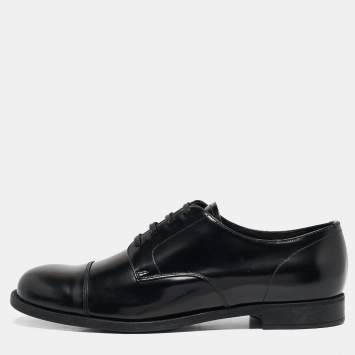 Pre Owned Prada Black Brushed Leather Lace Up Derby Size 43