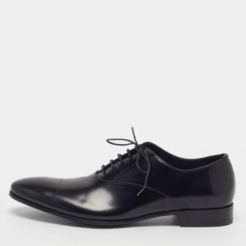 Pre Owned Prada Size 40 Black Leather Lace Up Oxfords