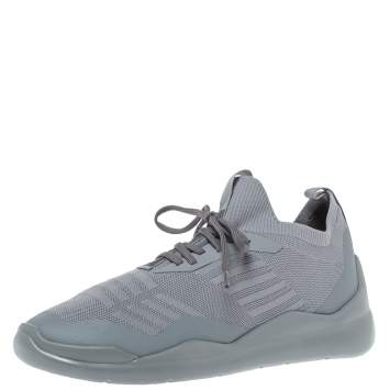Pre Owned Prada Grey Knit Fabric Toblach Low Top Sneakers Size 42.5