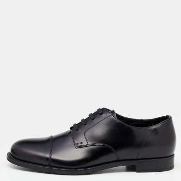 Pre Owned Prada Black Leather Lace Up Oxfords Size 41