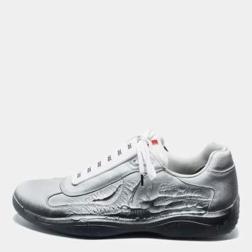 Pre Owned Cass x Prada White/Black Leather America's Cup "Att4ck" Sneakers Size 43.5