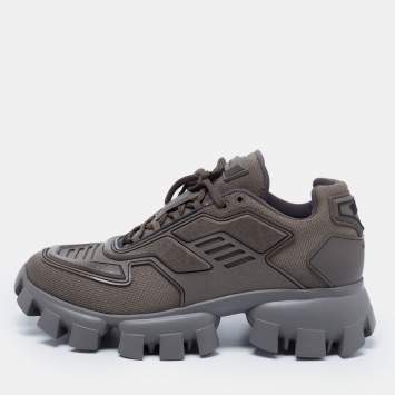 Pre Owned Prada Grey Knit Fabric and Rubber Cloudbust Thunder Sneakers Size 42.5
