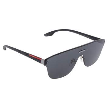 Pre Owned Prada Black Acetate SPS 57T Mirror Sunglasses