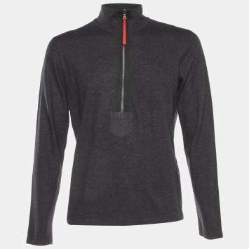 Pre Owned Prada Sport Dark Grey Wool Zip Up Jumper L