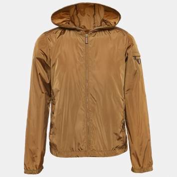 Pre Owned Prada Sport Brown Nylon Zip Front Hooded Jacket S