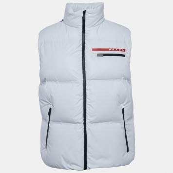 Pre Owned Prada Sport White Nylon Puffer Gilet Jacket L