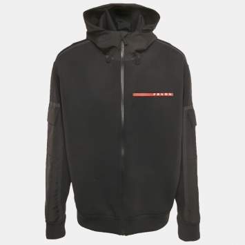 مملوكة مسبقًا Prada Sports Black Technical Jersey Beyond The Line Jacket XXL