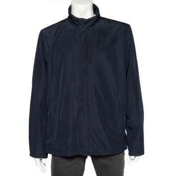 Pre Owned Prada Sport Navy Blue Synthetic Zip Front Jacket L