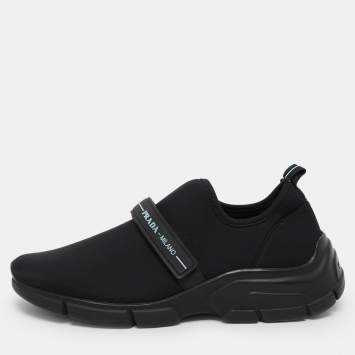 Pre Owned Prada Sport Navy Blue Neoprene Velcro Slip On Sneakers Size 38