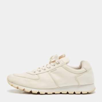 Pre Owned Prada Sport White Canvas Lace Up Sneakers Size 46