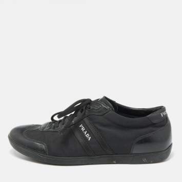 Pre Owned Prada Sport Black Leather and Leather Low Top Sneakers Size 43